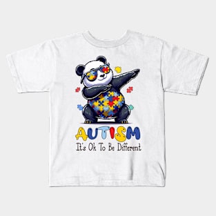 Panda Autism Awareness Flag, Autism Awareness Month Kids T-Shirt